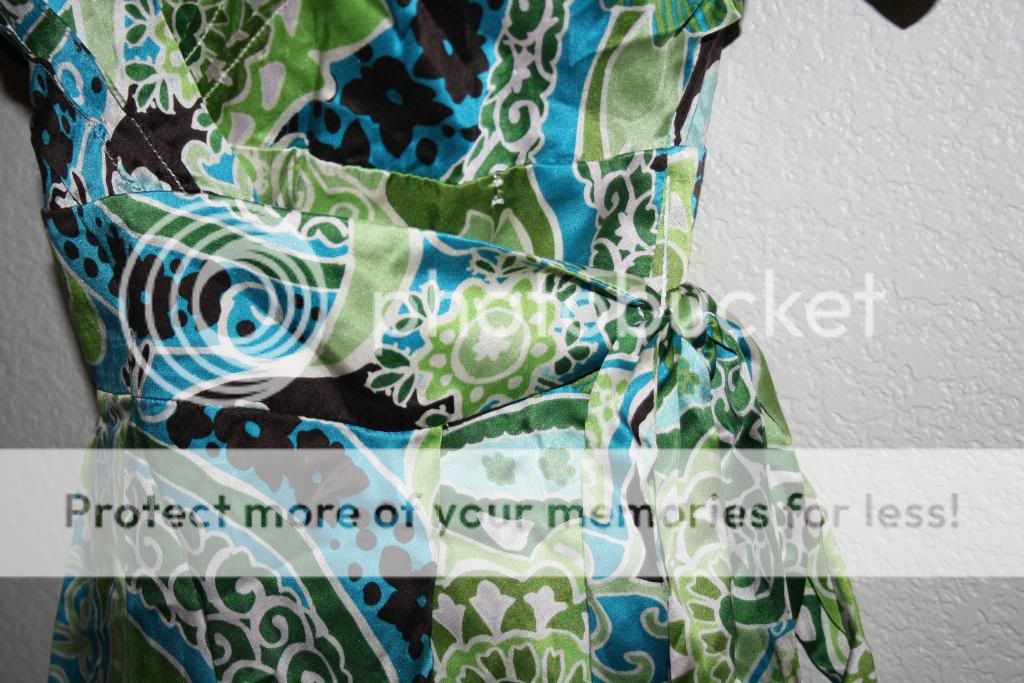   REPUBLIC Dress 0 Petite 0P Wrap Green SILK Paisley Summer Vacation