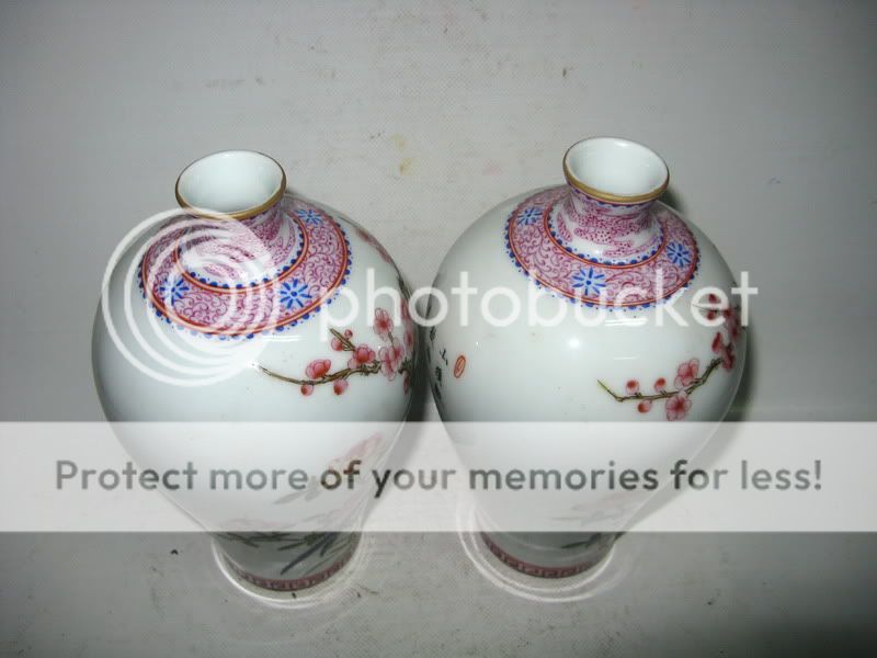 China antique a pair Exquisite famille rose porcelain flower&bird plum 