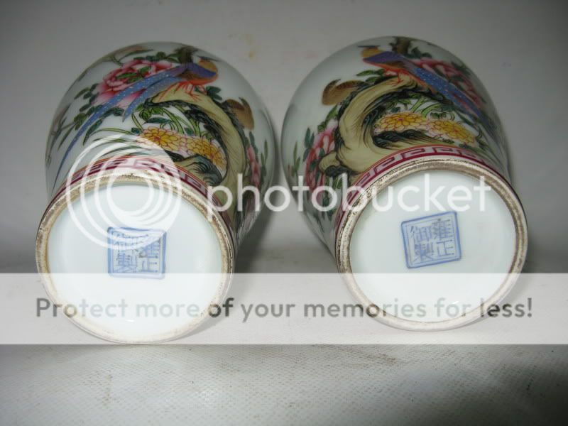 China antique a pair Exquisite famille rose porcelain flower&bird plum 