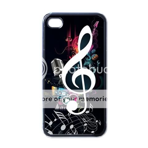 NEW iPhone 4 Hard Case Cover Music Notes Color  