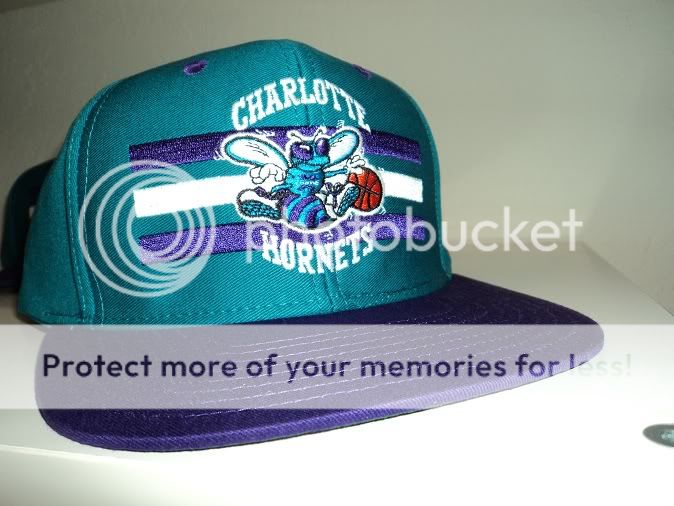 VINTAGE CHARLOTTE HORNETS SNAPBACK HAT CAP LOGO 3 STRIPES  