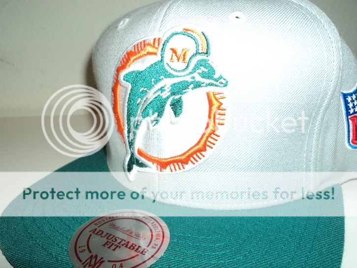 MIAMI DOLPHINS SNAPBACK MITCHELL AND NESS XL LOGO GREY RETRO HAT CAP 