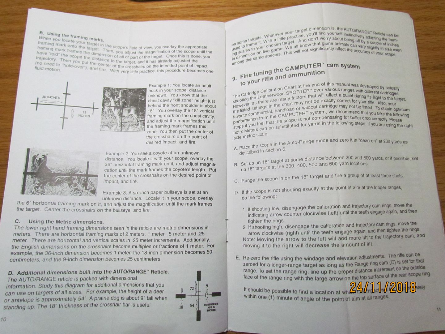 Leatherwood Instructions And Cam Setting Charts