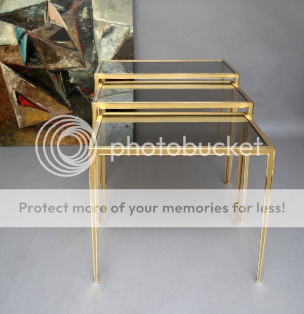 mid century modern brass nesting table Vereinigte Werkstätten