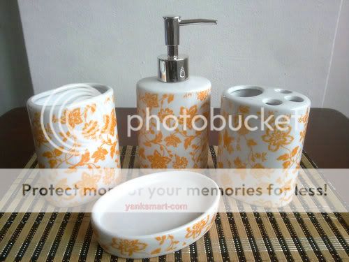 Wonderful 4 Piece Ceramic Bathroom Accessories Set Vanity Dispenser YC 