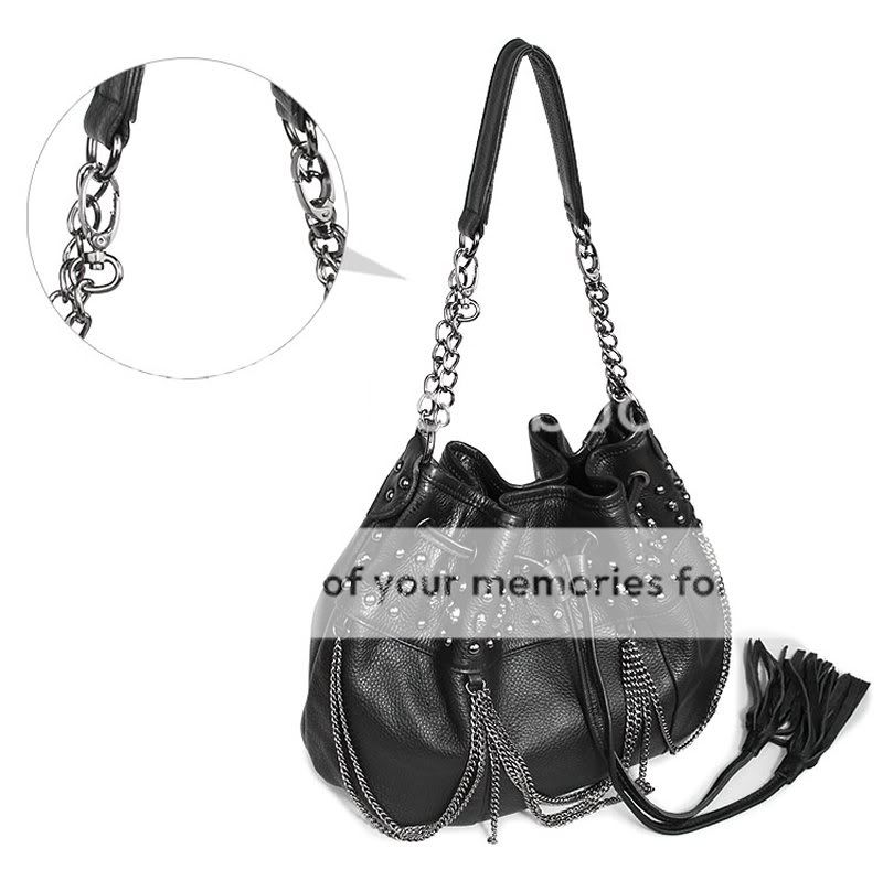 Stud Genuine Leather NWT Womens Vintage Designer Handbag Shoulder Hobo 